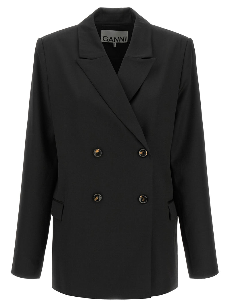 Blazer noir Ganni en polyester