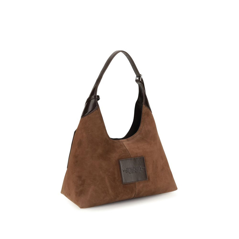 Borsa a tracolla in pelle scamosciata marrone Marc Jacobs