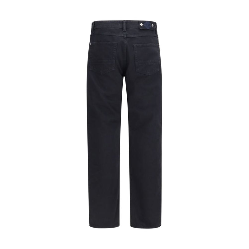 Jeans Stone Island in cotone nero a gamba dritta