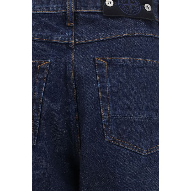 Jeans Stone Island in denim di cotone blu