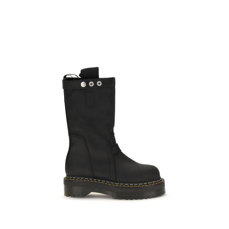 Botas de amarrar de couro nobuck preto Rick Owens