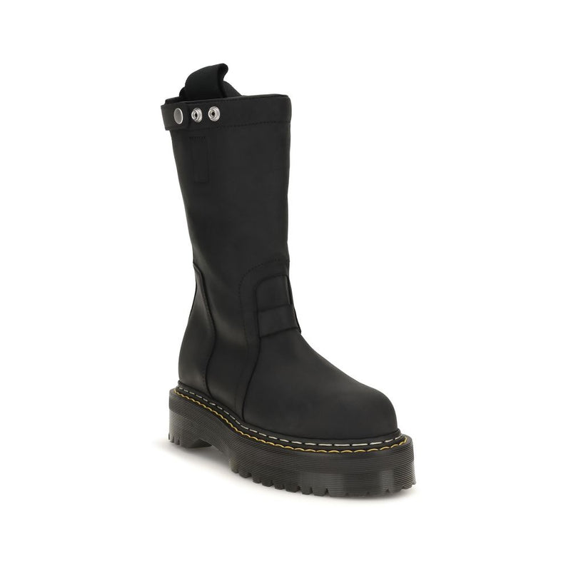 Botas de amarrar de couro nobuck preto Rick Owens