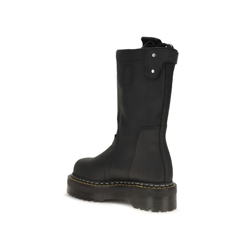 Botas de amarrar de couro nobuck preto Rick Owens