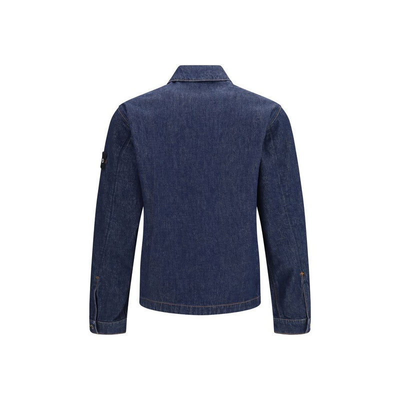 Giacca in denim di cotone blu Stone Island