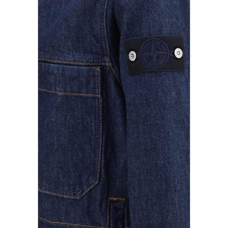 Giacca in denim di cotone blu Stone Island