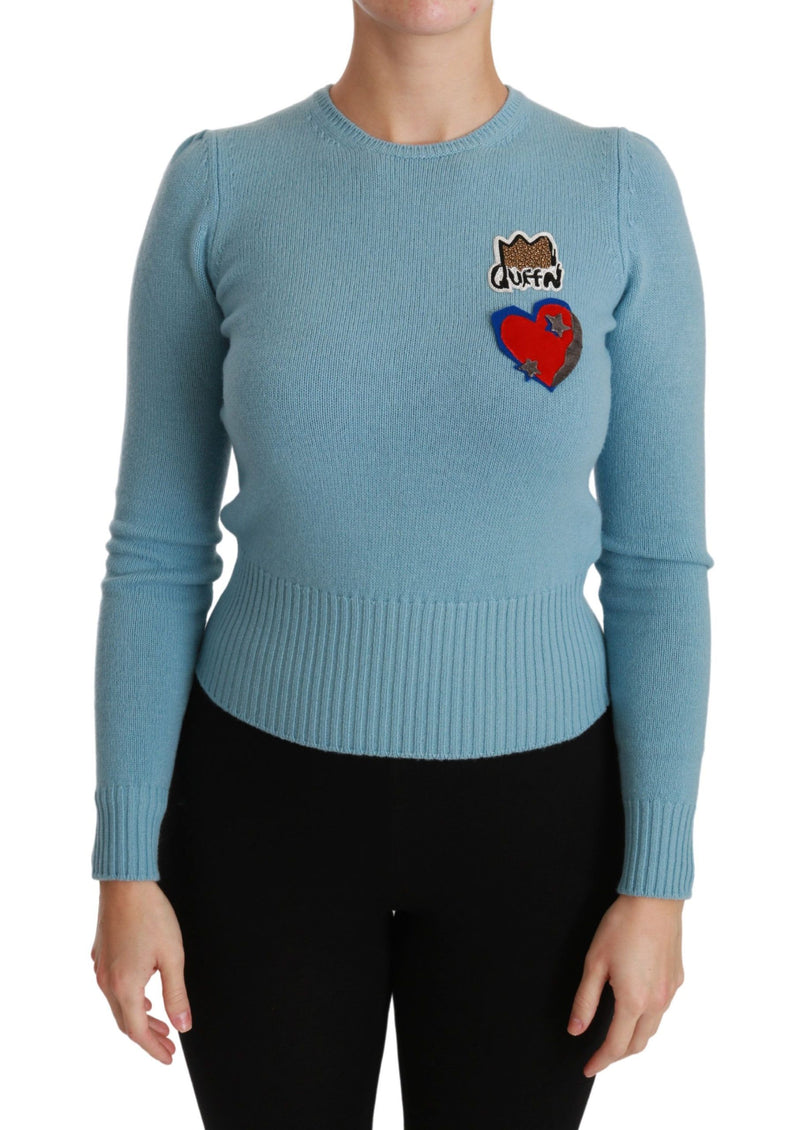Suéter azul de lã Queen Heart Dolce & Gabbana