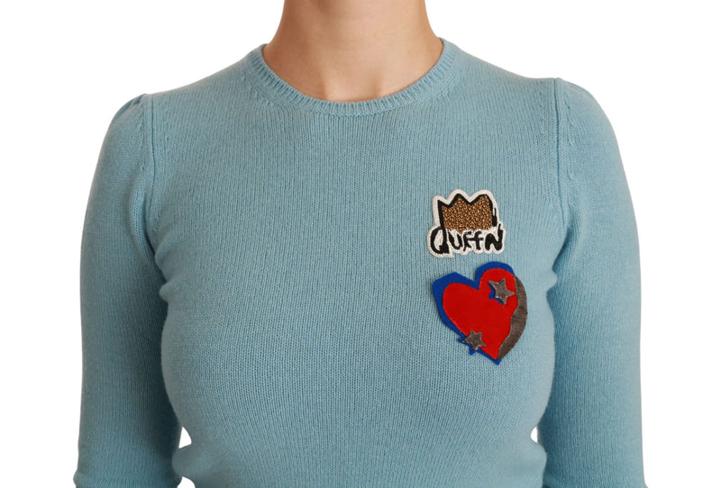 Suéter azul de lã Queen Heart Dolce & Gabbana