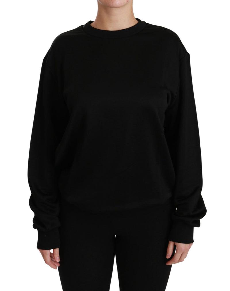Suéter preto de algodão com gola redonda Dolce & Gabbana