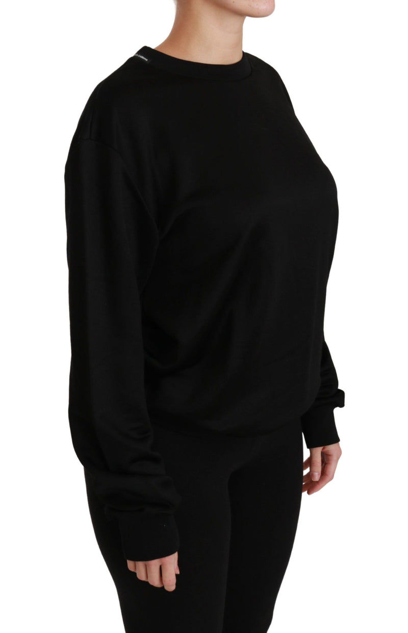 Suéter preto de algodão com gola redonda Dolce & Gabbana