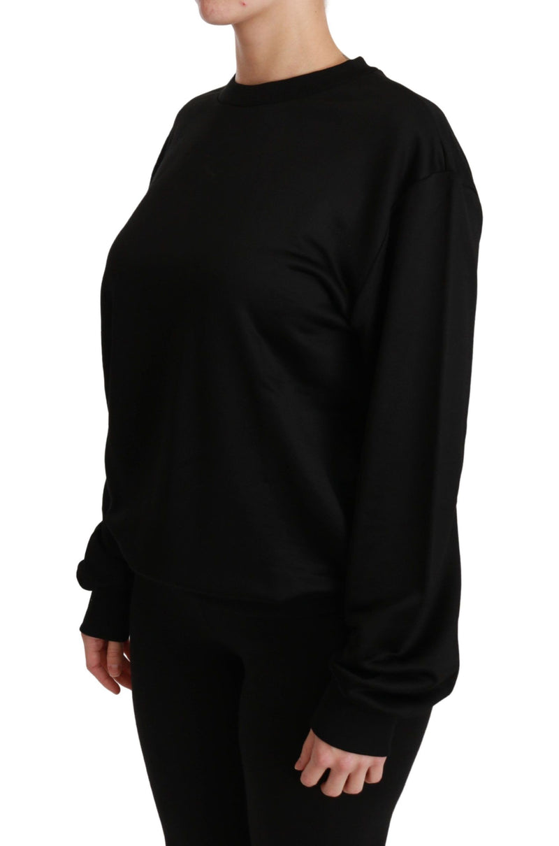 Suéter preto de algodão com gola redonda Dolce & Gabbana