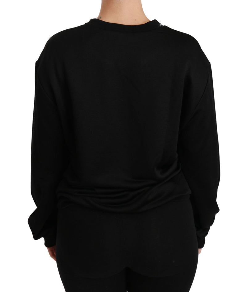 Suéter preto de algodão com gola redonda Dolce & Gabbana