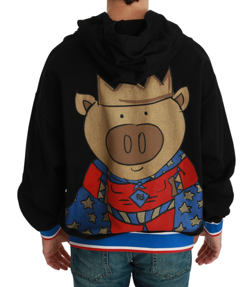 Maglione nero con cappuccio Pig of the Year Dolce & Gabbana