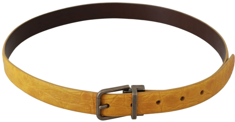 Ceinture en cuir à boucle grise en peau exotique jaune Dolce & Gabbana