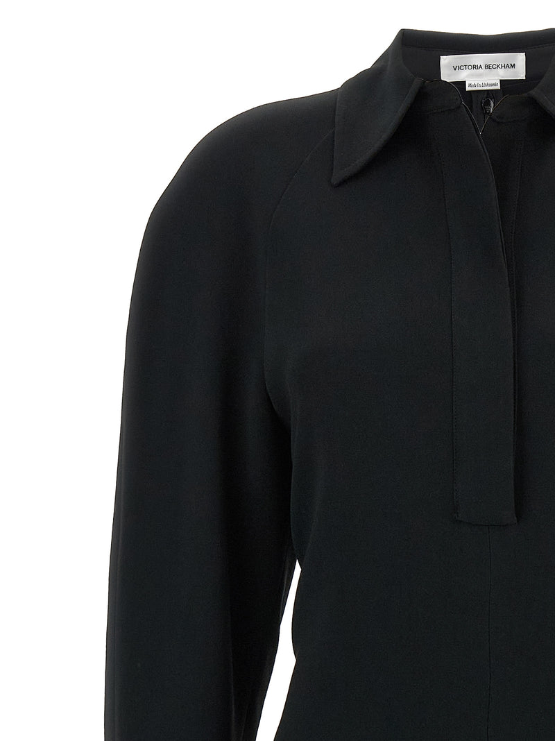 Victoria Beckham Long Sleeve Polo Collar Midi Dress | U... | Urbalenti™ NYC