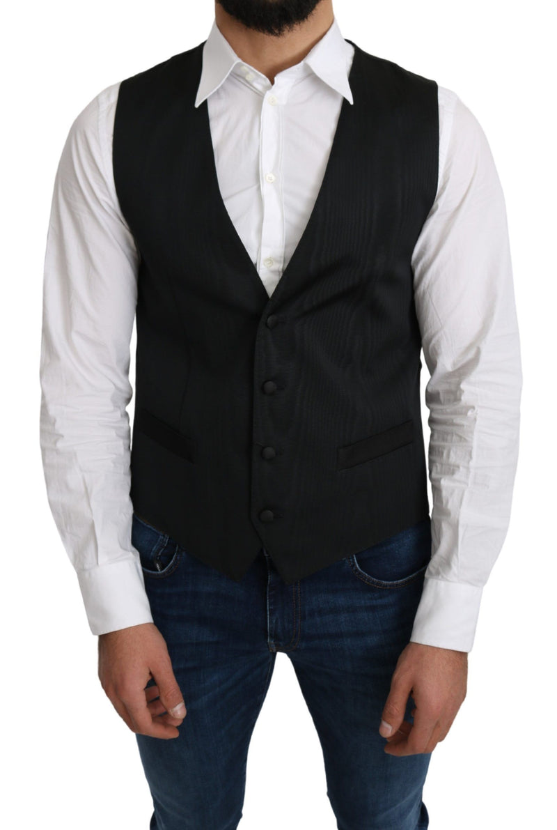 Gilet da cerimonia Dolce & Gabbana grigio in 100% seta