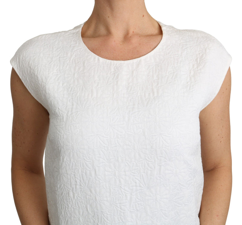 Blusa Dolce & Gabbana bianca in cotone con broccato floreale