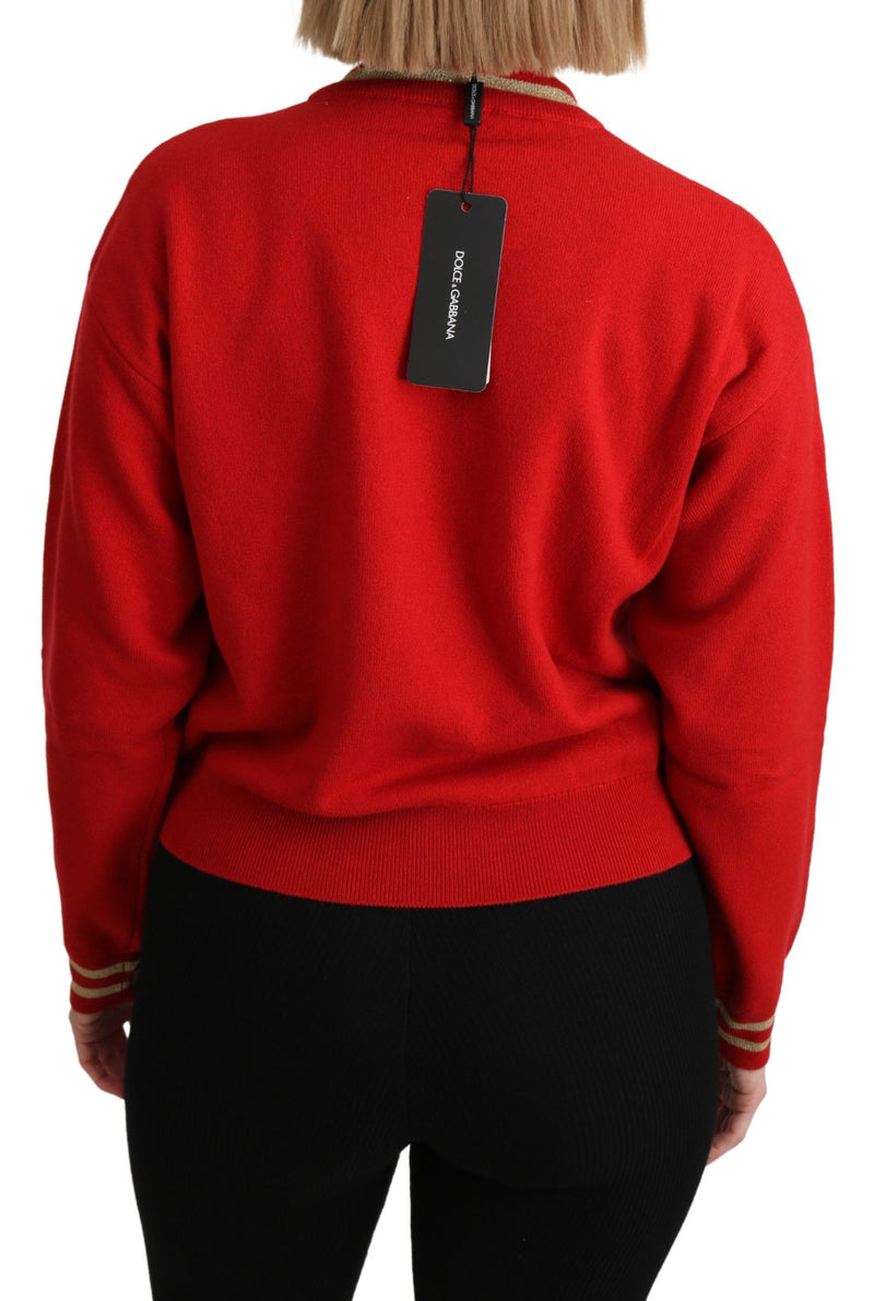 Maglione Dolce & Gabbana rosso in cashmere lavorato a maglia con motivo a cartoni animati