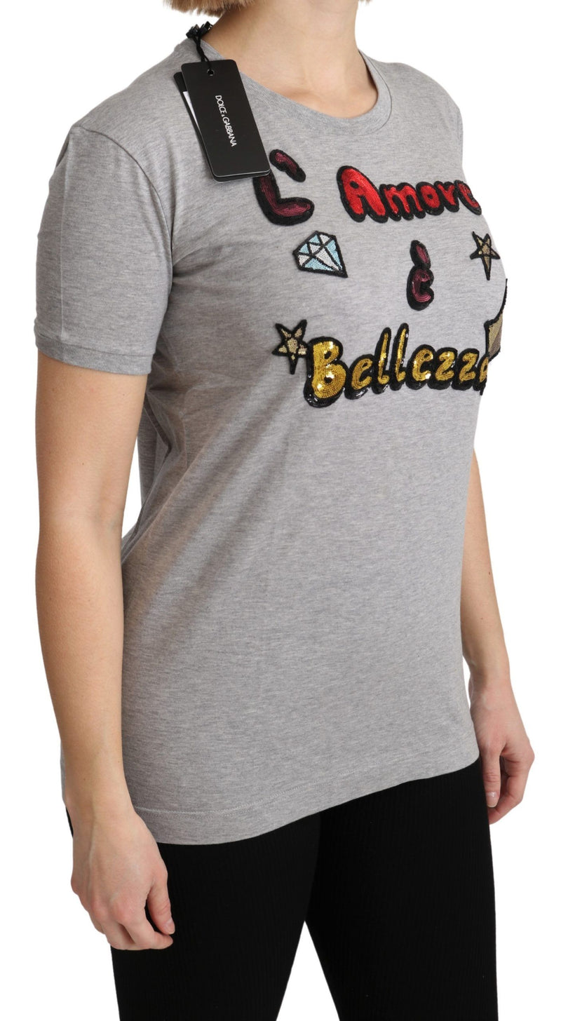Camiseta cinza de algodão “Amore e Bellezza” Dolce & Gabbana