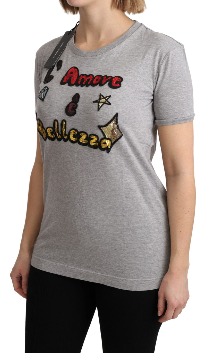 Camiseta cinza de algodão “Amore e Bellezza” Dolce & Gabbana