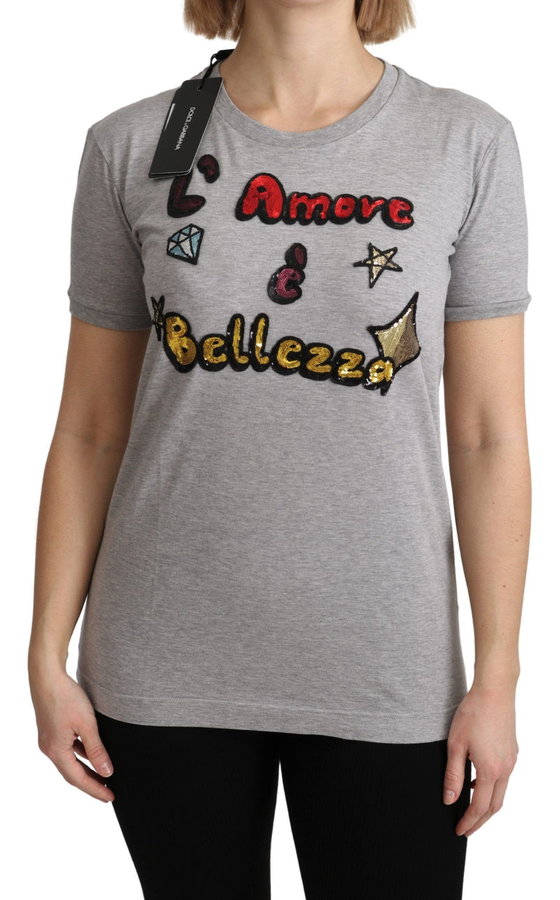 Camiseta cinza de algodão “Amore e Bellezza” Dolce & Gabbana