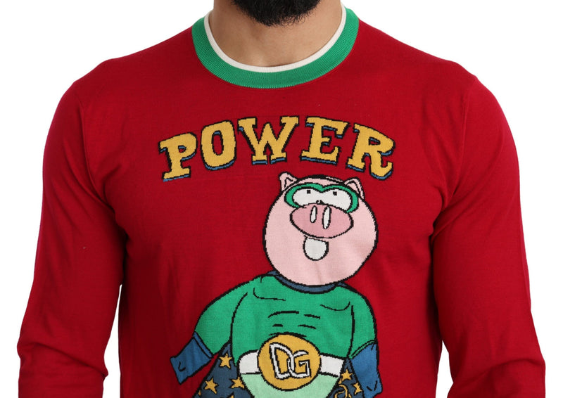 Suéter vermelho de lã e seda “Pig of the Year” Dolce & Gabbana