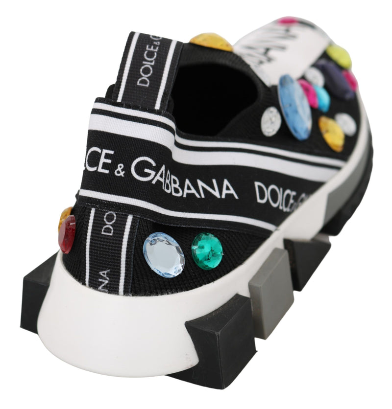 Baskets Dolce & Gabbana noires ornées de cristaux multicolores