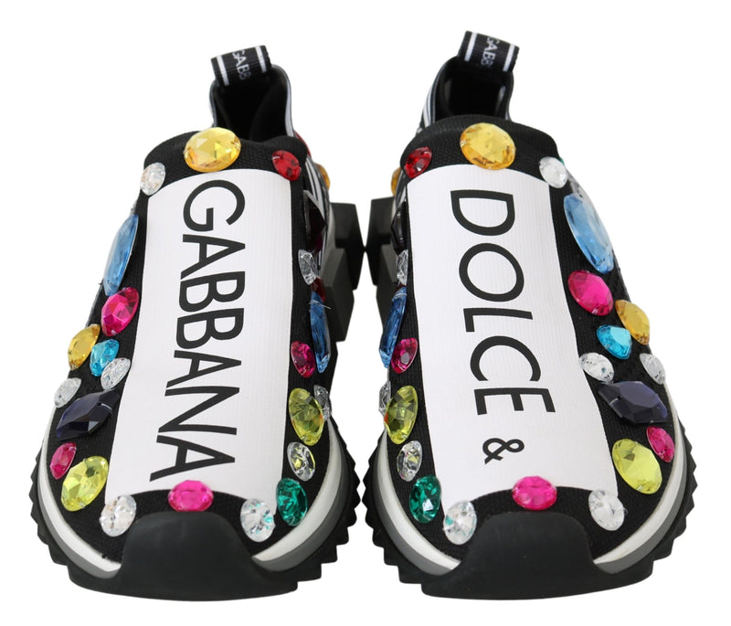 Baskets Dolce & Gabbana noires ornées de cristaux multicolores