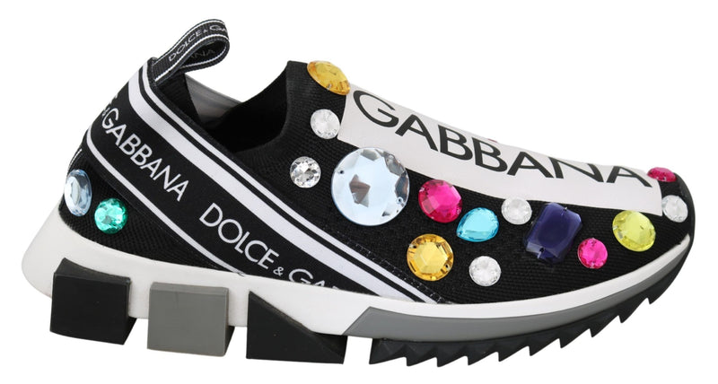 Baskets Dolce & Gabbana noires ornées de cristaux multicolores