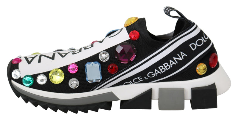 Baskets Dolce & Gabbana noires ornées de cristaux multicolores