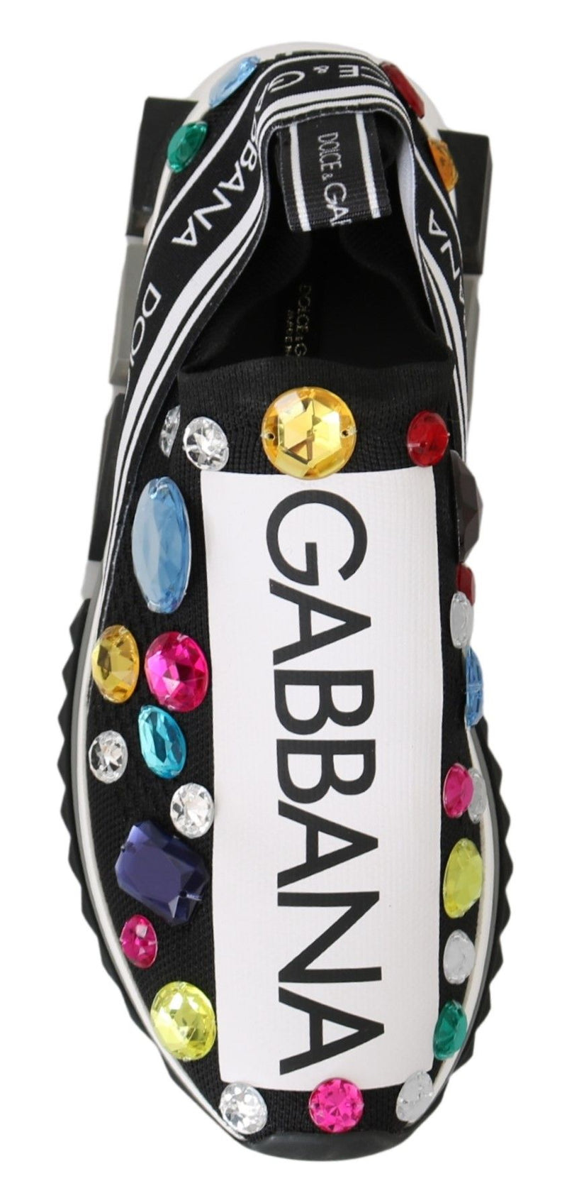 Baskets Dolce & Gabbana noires ornées de cristaux multicolores