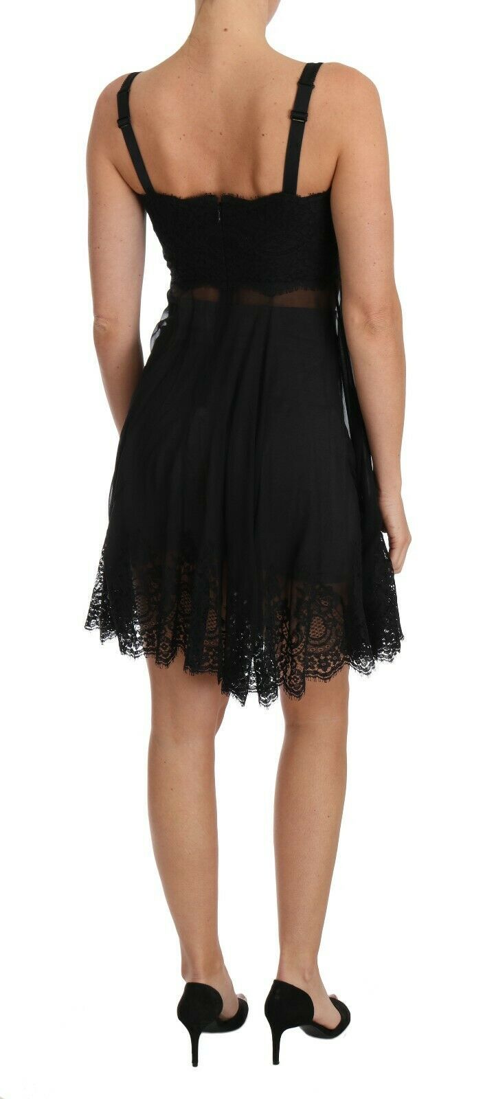 Camisola preta de seda com renda Dolce & Gabbana