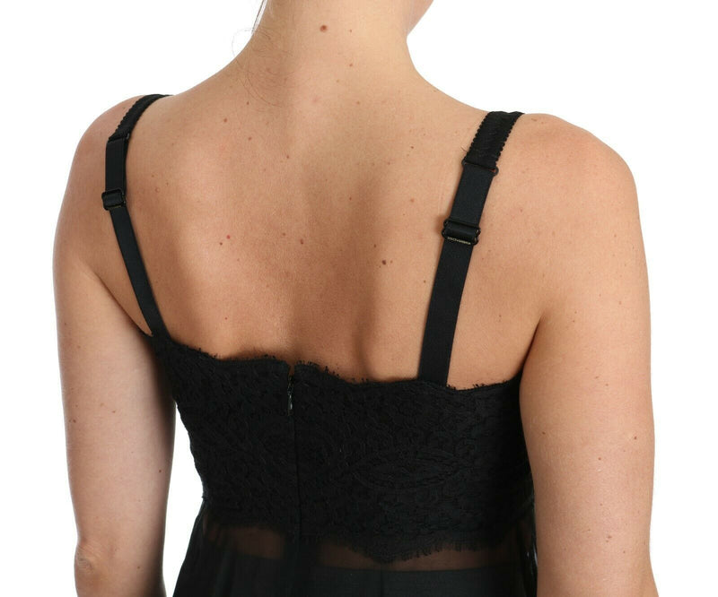 Camisola preta de seda com renda Dolce & Gabbana