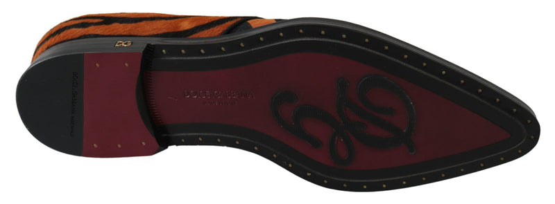 Sapatos sociais Broque Dolce & Gabbana de pelo de pônei laranja