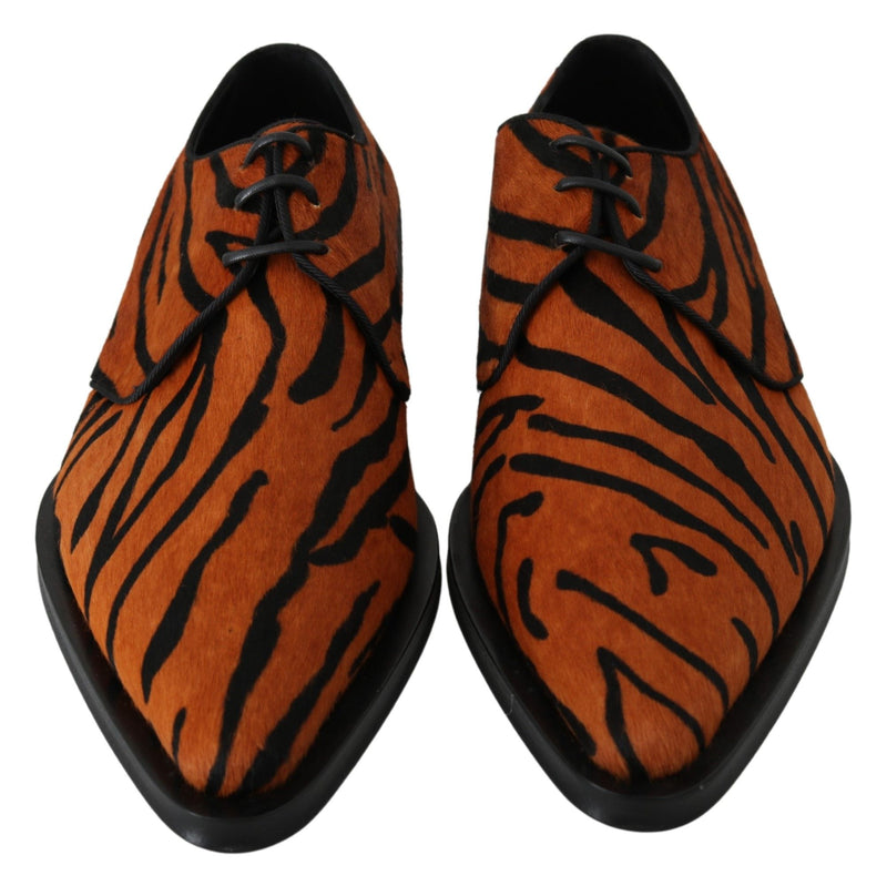 Sapatos sociais Broque Dolce & Gabbana de pelo de pônei laranja