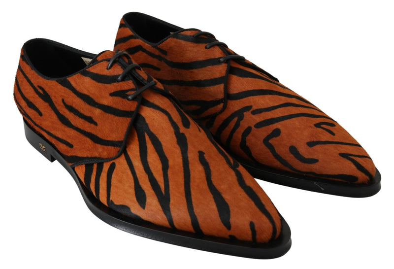 Sapatos sociais Broque Dolce & Gabbana de pelo de pônei laranja