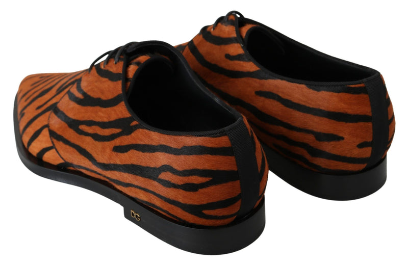 Sapatos sociais Broque Dolce & Gabbana de pelo de pônei laranja