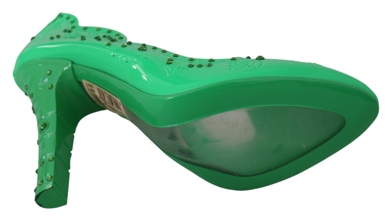 Escarpins CINDERELLA floraux en cristal vert Dolce & Gabbana