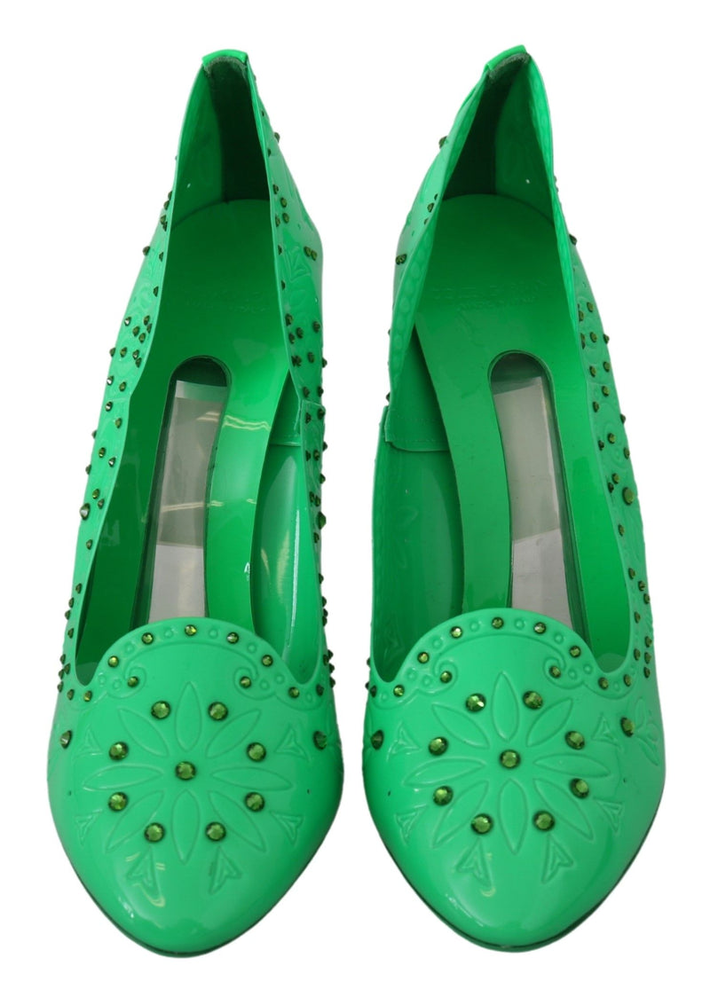 Escarpins CINDERELLA floraux en cristal vert Dolce & Gabbana