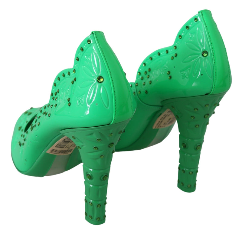 Escarpins CINDERELLA floraux en cristal vert Dolce & Gabbana
