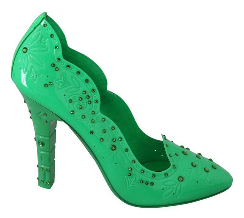 Escarpins CINDERELLA floraux en cristal vert Dolce & Gabbana