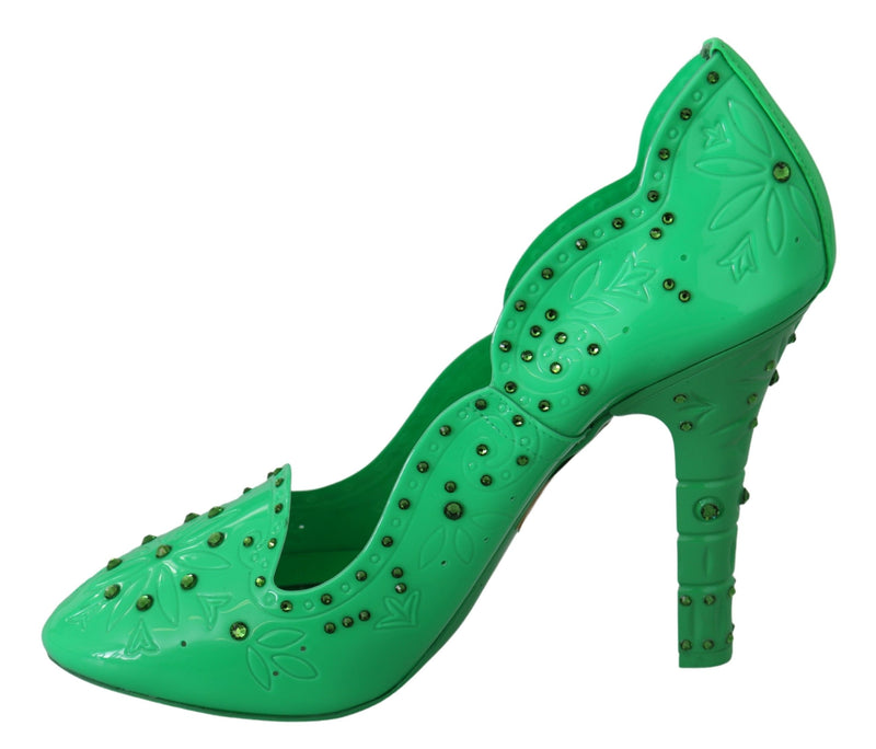 Escarpins CINDERELLA floraux en cristal vert Dolce & Gabbana