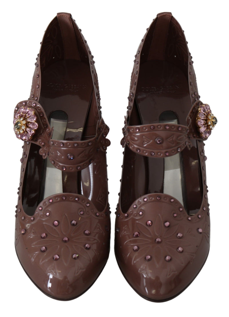 Escarpins CINDERELLA floraux en cristal brun Dolce & Gabbana