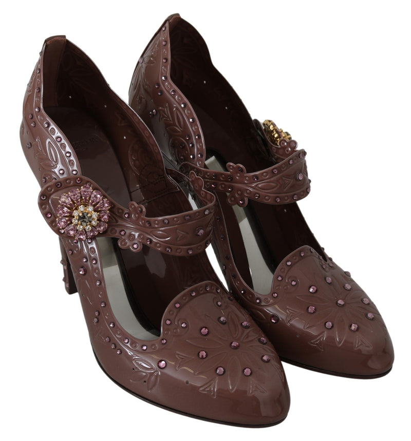 Escarpins CINDERELLA floraux en cristal brun Dolce & Gabbana