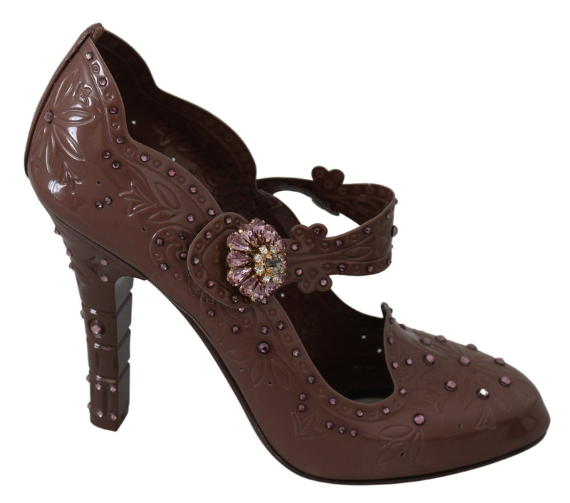 Escarpins CINDERELLA floraux en cristal brun Dolce & Gabbana