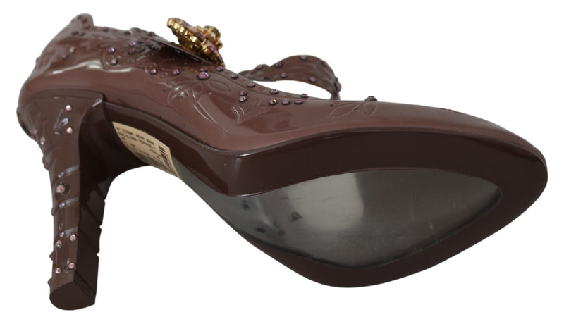 Escarpins CINDERELLA floraux en cristal brun Dolce & Gabbana
