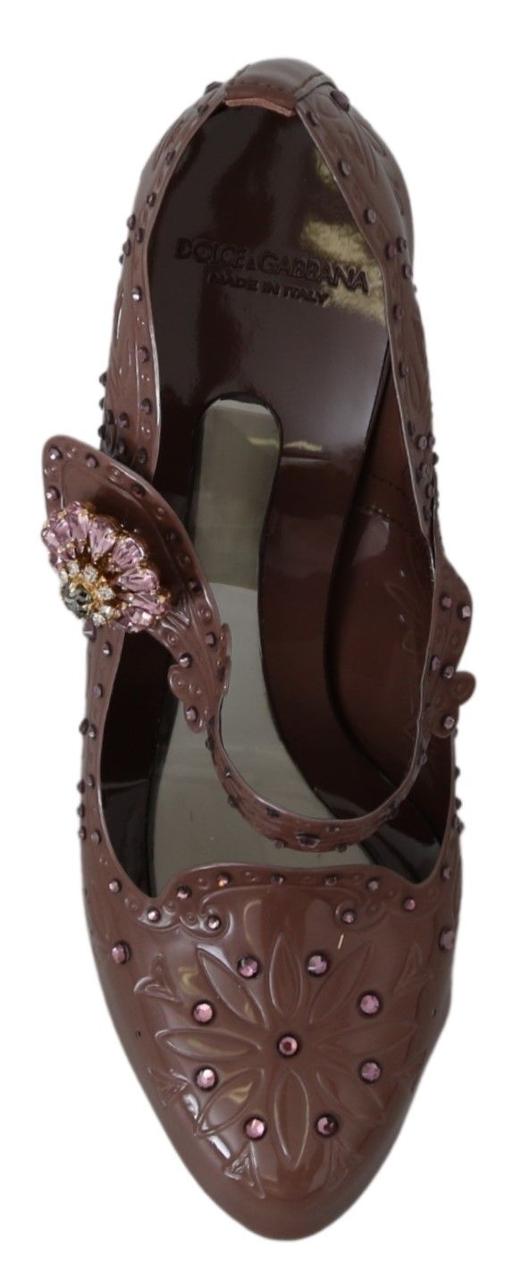 Escarpins CINDERELLA floraux en cristal brun Dolce & Gabbana