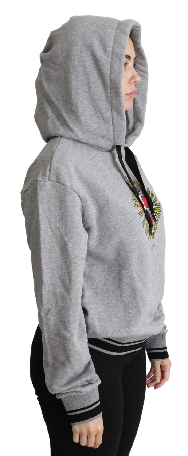 Suéter exclusivo gris con capucha y estampado del logotipo Dolce & Gabbana