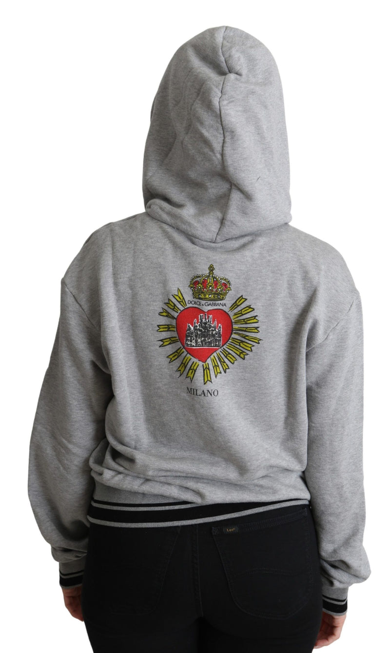 Suéter exclusivo gris con capucha y estampado del logotipo Dolce & Gabbana