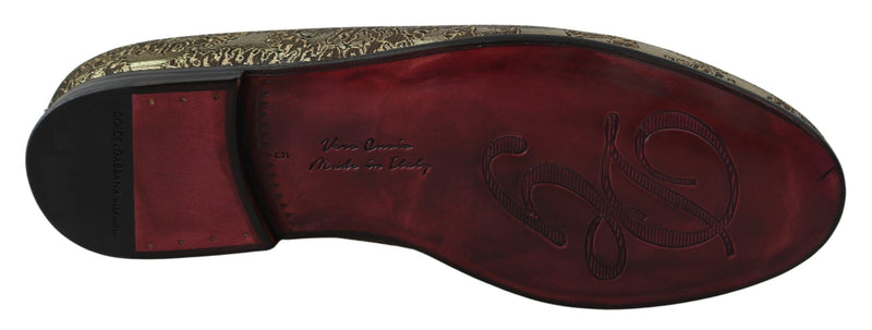 Mocassins pour homme Dolce & Gabbana dorés en jacquard