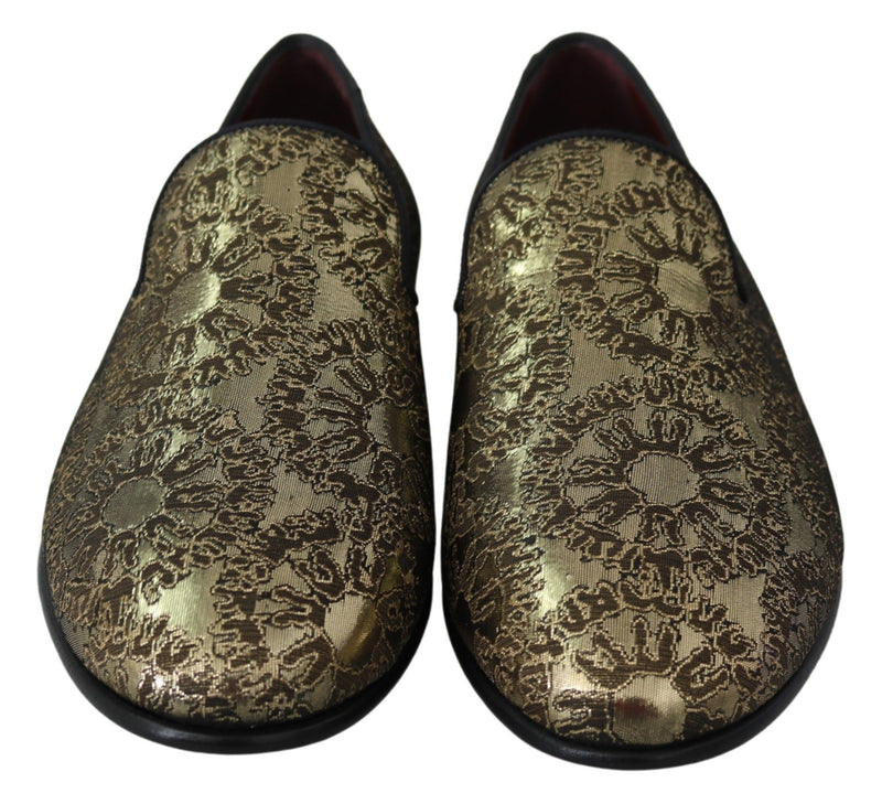 Mocassins pour homme Dolce & Gabbana dorés en jacquard